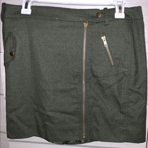Green J.Crew Zip Up Skirt